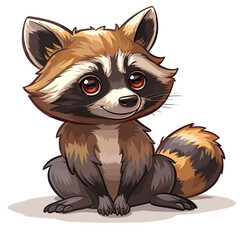Obraz premium Raccoon Cartoon Icon, Isolated Transparent Background Images