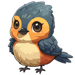 Obraz premium Robin Cartoon Icon, Isolated Transparent Background Images