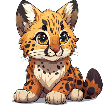 Serval Cartoon Icon, Isolated Transparent Background Images