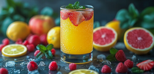Images of drinks, fruit juices, suitable for use in advertising. Technology products and website...