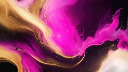 Pink and Golden sparkling abstract background luxury black smoke acrylic paint background