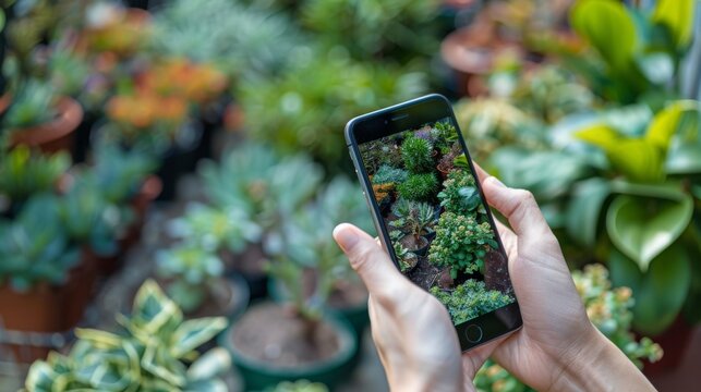 Person Capturing Plant With Cell Phone