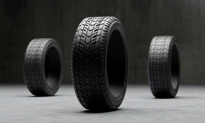 타이어 세트 차고 Tires Set in Garage © asri80