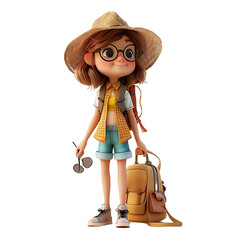 AI generate of happy tourist characters on transparent background PNG