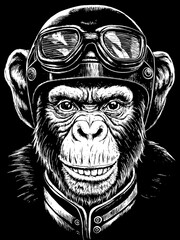 Design of monkey head motorcycle rider.