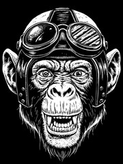 Design of monkey head motorcycle rider.