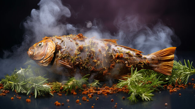 fish on the grill  high definition(hd) photographic creative image
