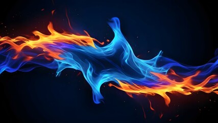  Drawn neon color blue, Burning flame background material abstract hand.