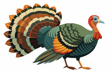 Wild turkey vector with white background.