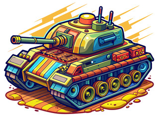 Highly detailed vector of a tank.