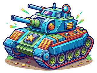 Highly detailed vector of a tank.