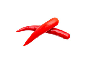 Top view of red chili pepper or cayenne pepper in cross shape isolated with clipping path in png...