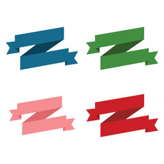 Set of colorful and shapes ribbon banners vector illustration