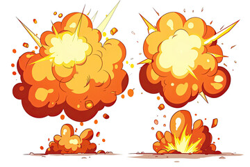 Bomb Explosion. Cartoon Dynamite Explosions Effect, Isolated On transparent