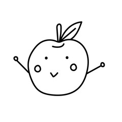 Apple cartoon. Vector illustration in doodle style.