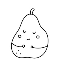 Pear cartoon. Vector illustration in doodle style.