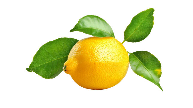 Lemon with leaf isolated on white background