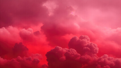 Red Atmospheric background of smoke and clouds. Spooky cloudscape with ethereal swirls - obrazy, fototapety, plakaty