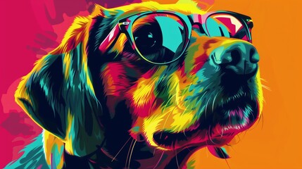 Dog with glasses in pop art style