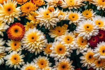 Gorgeous background of close-up chrysanthemums.