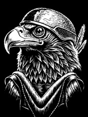 Design of eagle head motorcycle rider.