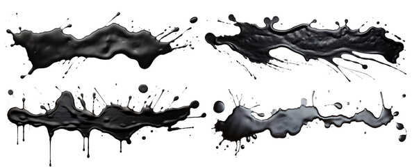 Set of black oil splashes cut out - obrazy, fototapety, plakaty