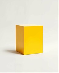 A yellow box with a lid on a white background, with a simple style and simple design, rendered in 3D with C4d and octane render at a high resolution, in the style of simple.