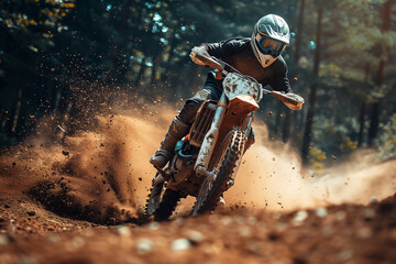 Dirt bike rider, motion, riding, sports helmet, wheel