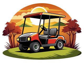 Obraz premium Highly detailed vector of a golf car.