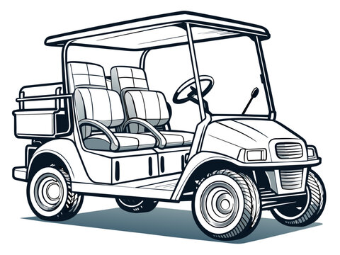 recommend clip art: Highly detailed vector of a golf car.
