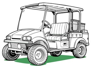 Highly detailed vector of a golf car.