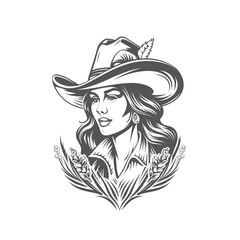 Cowgirl in a hat. Elegant design for tattoo, logo