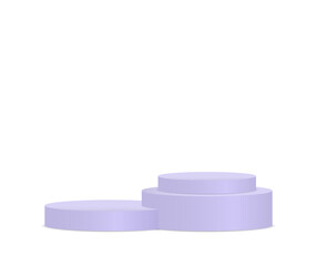 Pedestal and platform, stand stage, cylinder. White 3d podium mockup in different shapes. Round and square empty stages and podium stairs vector 3d template. Template for promotional items.
