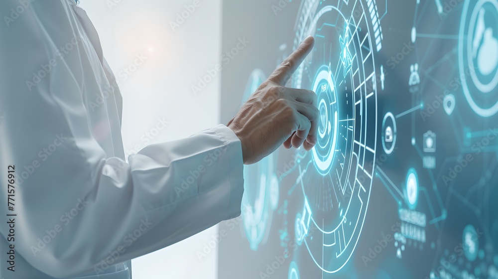Aufkleber professional touching futuristic interface. modern technology concept. digital innovation and virtua