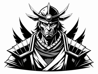 Black and white close up samurai warrior.