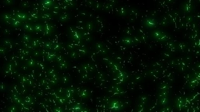 Abstract green glowing dots on a black background, suitable for website backgrounds or as part of product or service designs. Vibrant and eye-catching