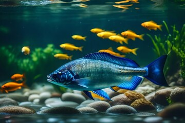 Naklejka premium Fish submerged in water lovely picture taken inside the water.
