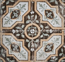 Geometric Pattern on Antique Tile Texture