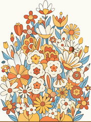 A pile of flowers with vintage vector style.