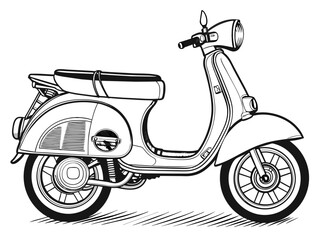 Obraz premium Highly detailed vector of a vintage scooter.
