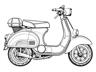 Highly detailed vector of a vintage scooter.