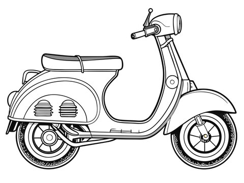 Highly detailed vector of a vintage scooter.