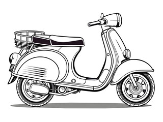 Highly detailed vector of a vintage scooter.