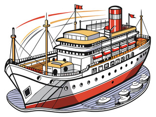 Fototapeta premium Highly detailed vector of a ship.