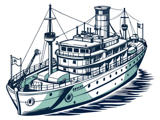 Fototapeta premium Highly detailed vector of a ship.
