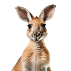 Kangaroo face close up isolated on transparent background