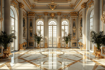 A classic European style palace, with gold decorations. wide format - Powered by Adobe