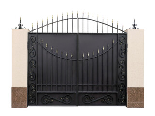 Iron gates. House facade.