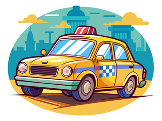 Highly detailed vector of a taxi.