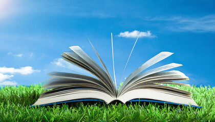 open book on grass